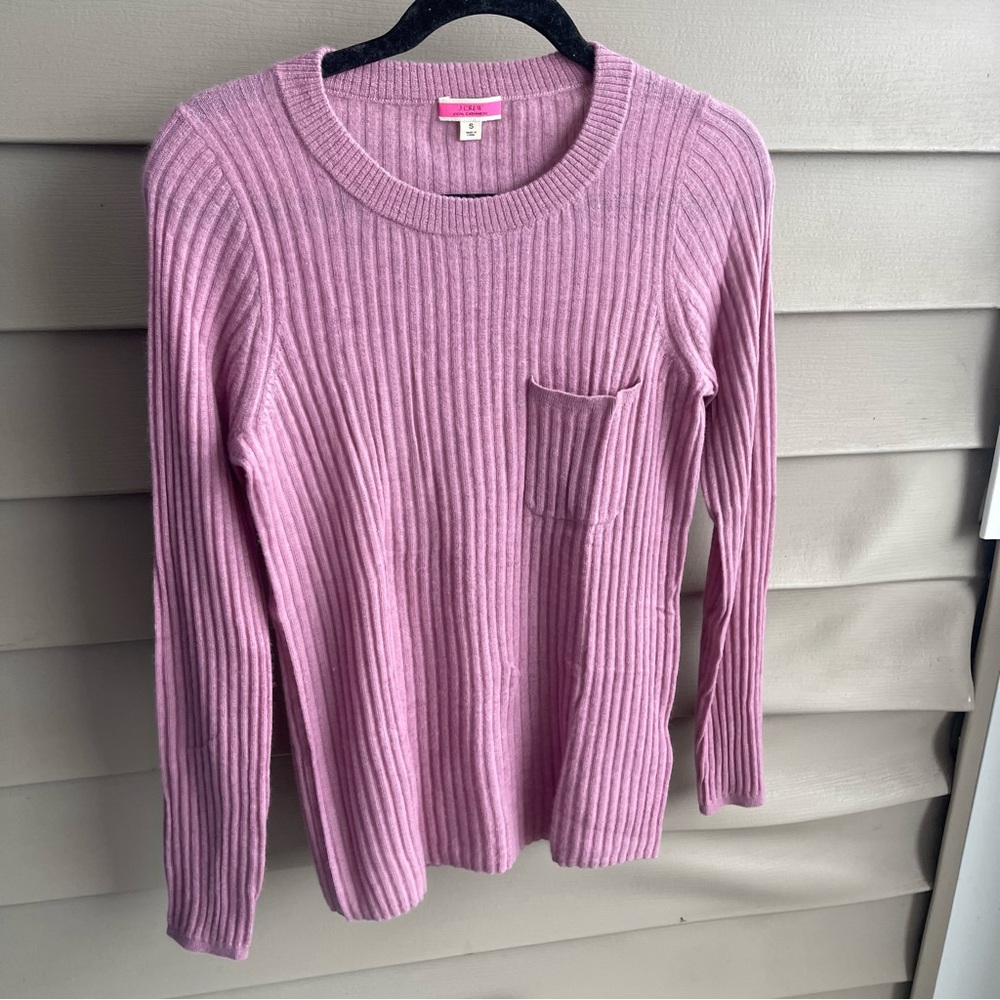 J. Crew WOMEN'S‎ SMALL Featherweight Pink Cashmere Slim Fit Sweater Quite Luxury